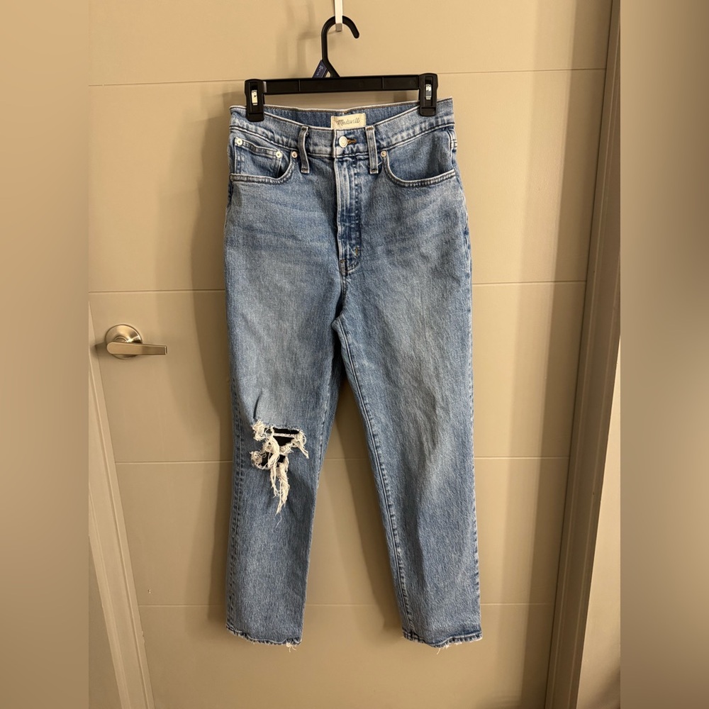 Madewell Light Blue Distressed Straight Leg Jeans